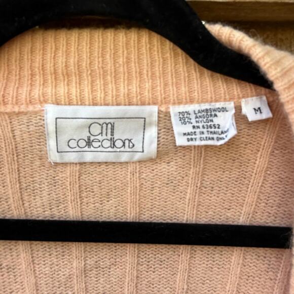 VTG lambswool angora pink soft fluffy cardigan SWEATER medium AMI collections - Picture 3 of 3